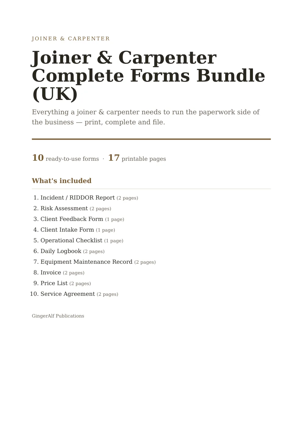 Joiner & Carpenter Complete Forms Bundle (UK) preview