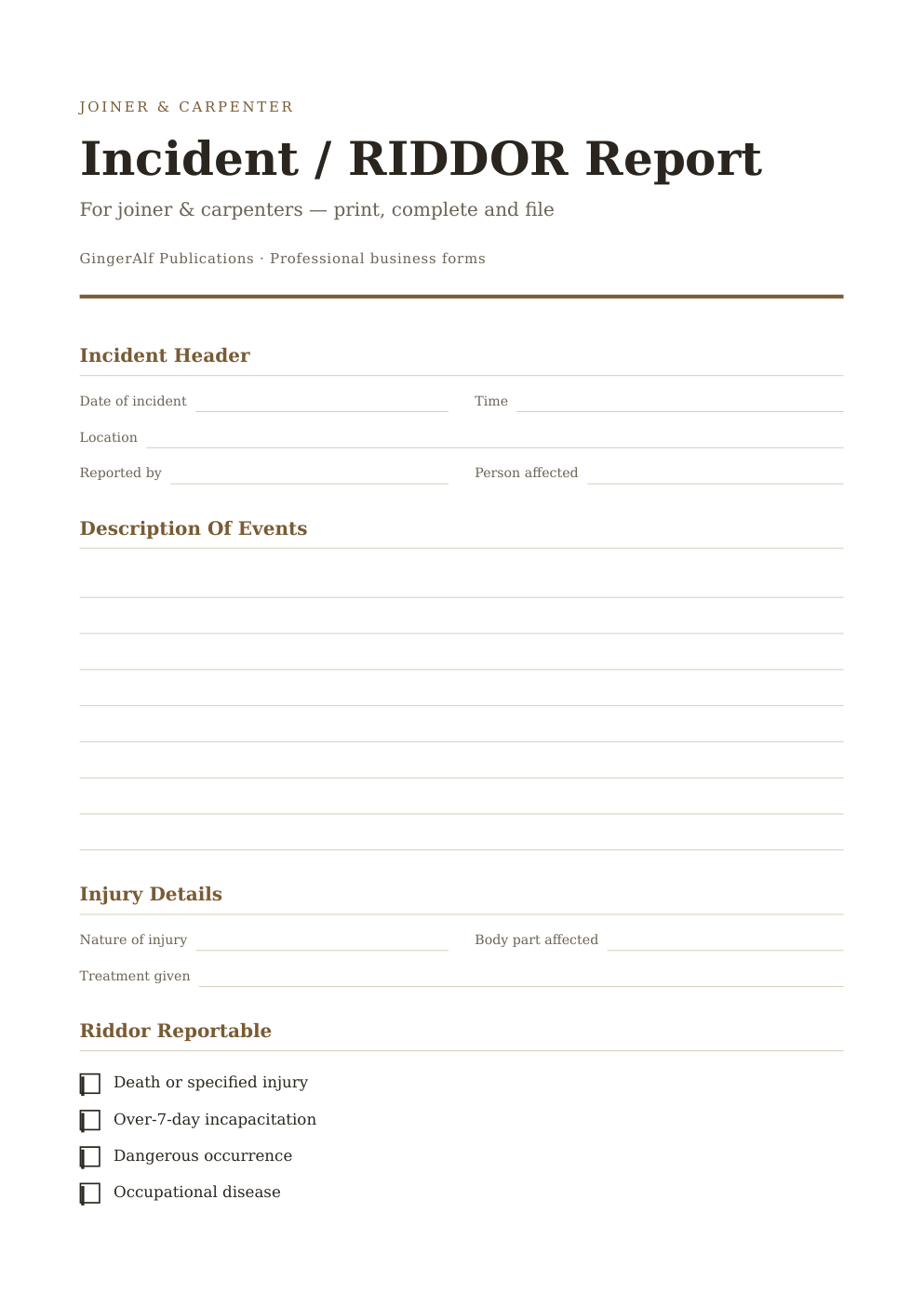 Joiner & Carpenter Complete Forms Bundle (UK) preview 2
