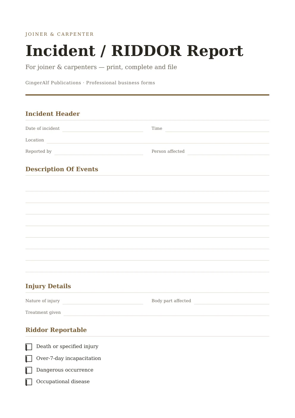 Joiner & Carpenter Complete Forms Bundle (UK) preview 2