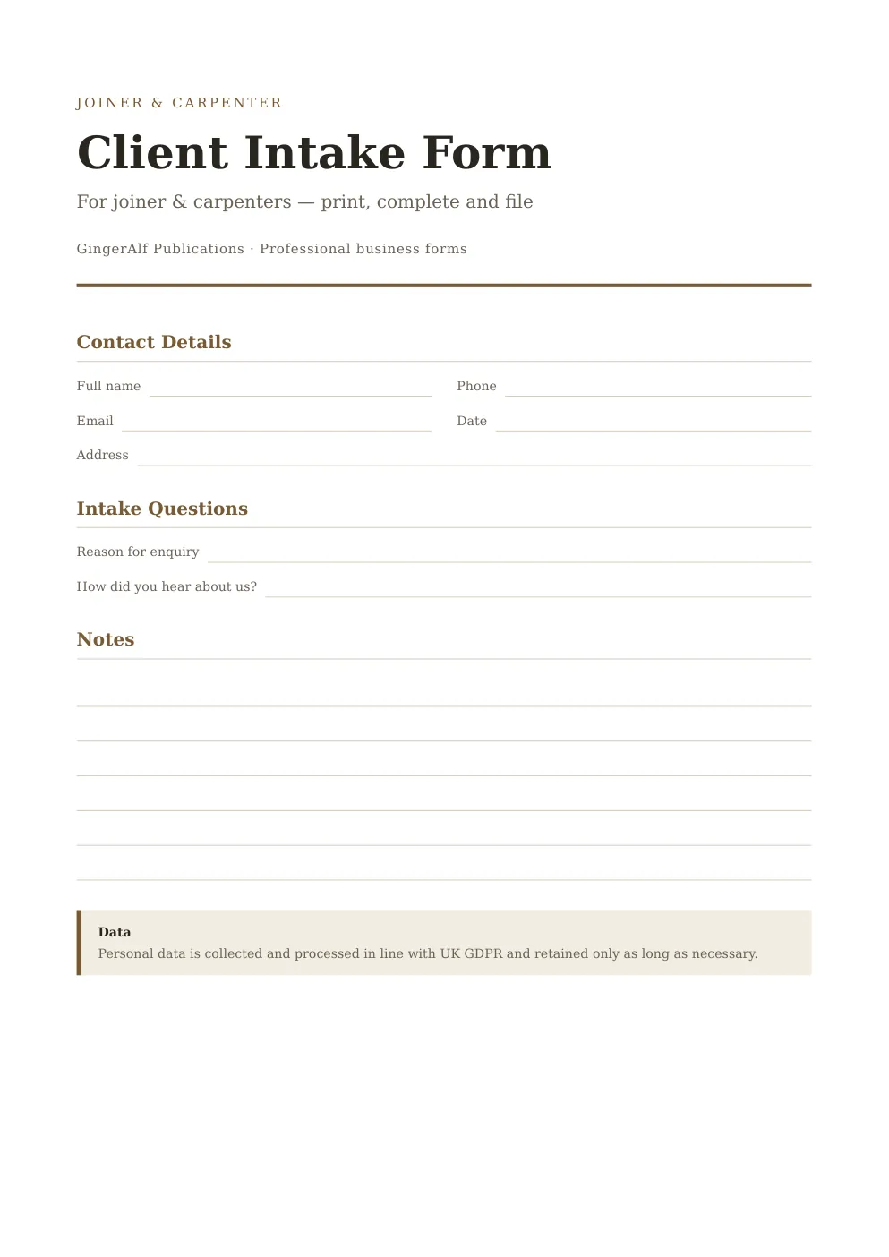 Joiner & Carpenter Complete Forms Bundle (UK) preview 5