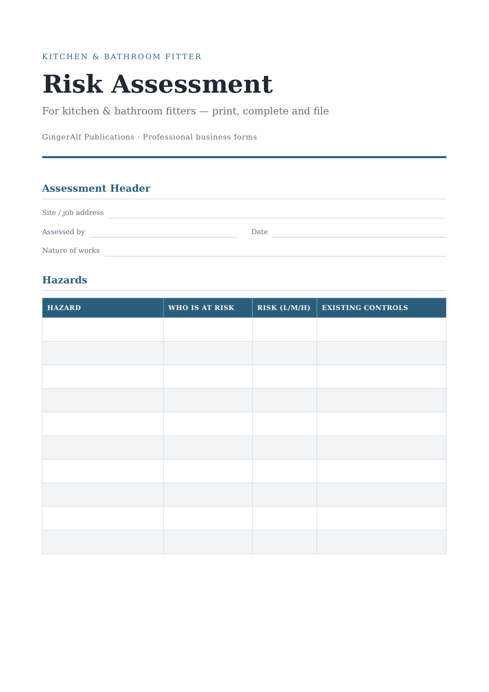 Kitchen & Bathroom Fitter Complete Forms Bundle (UK) preview 3