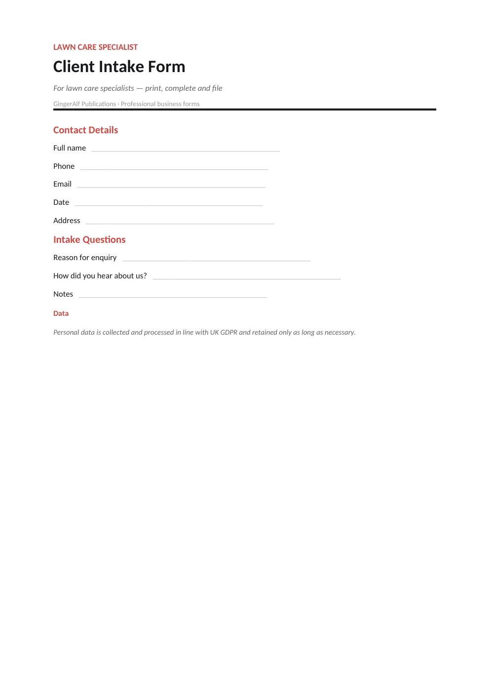 Lawn Care Specialist Complete Forms Bundle (UK) preview 4