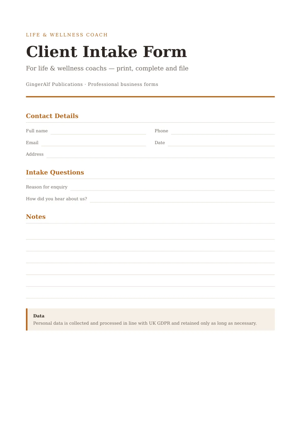 Life & Wellness Coach Complete Forms Bundle (UK) preview 3