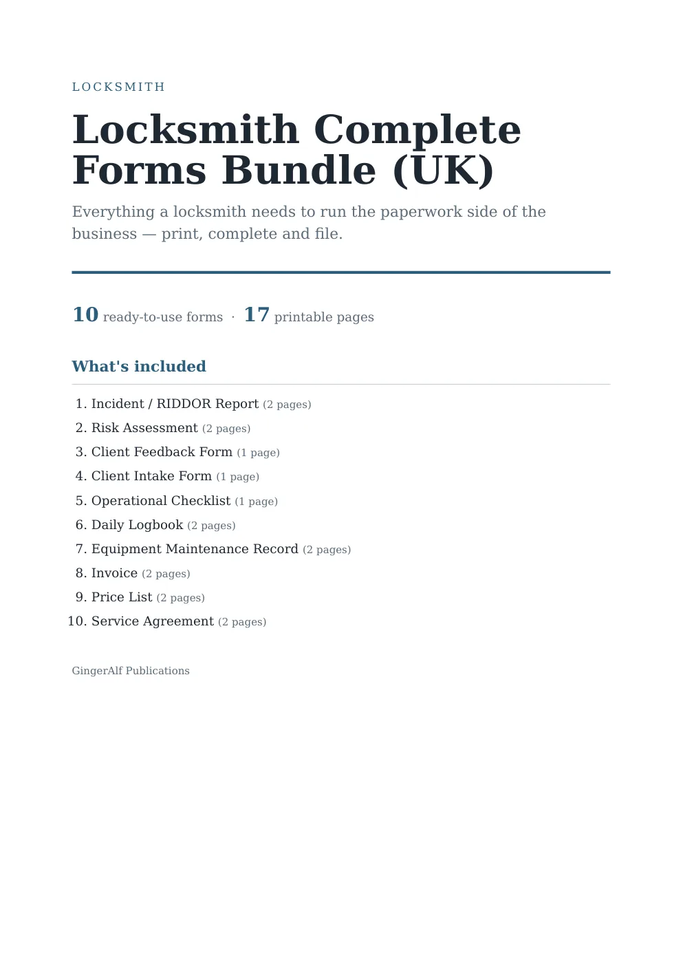 Locksmith Complete Forms Bundle (UK) preview