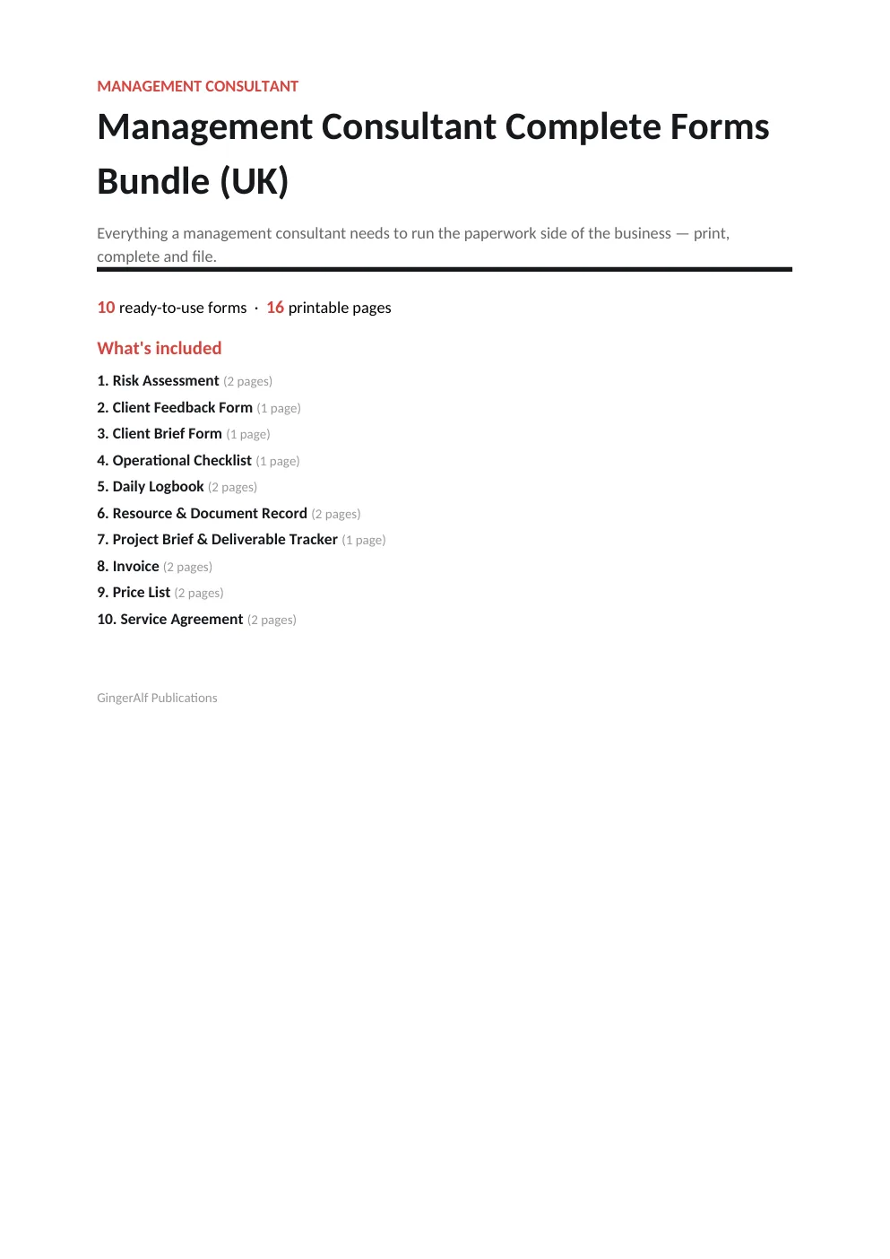 Management Consultant Complete Forms Bundle (UK) preview