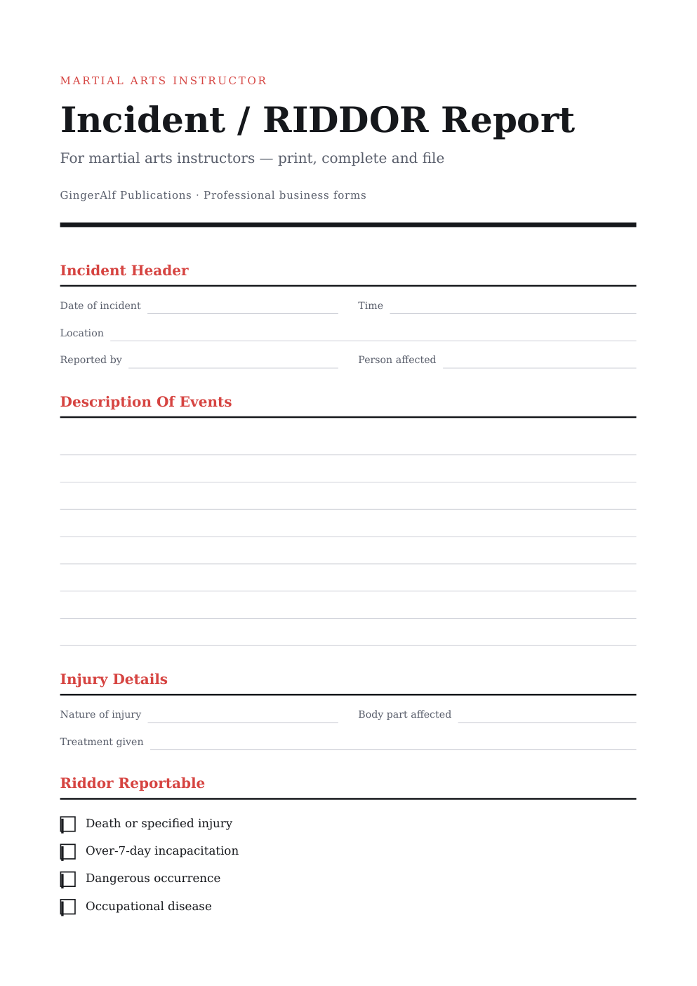 Martial Arts Instructor Complete Forms Bundle (UK) preview 2