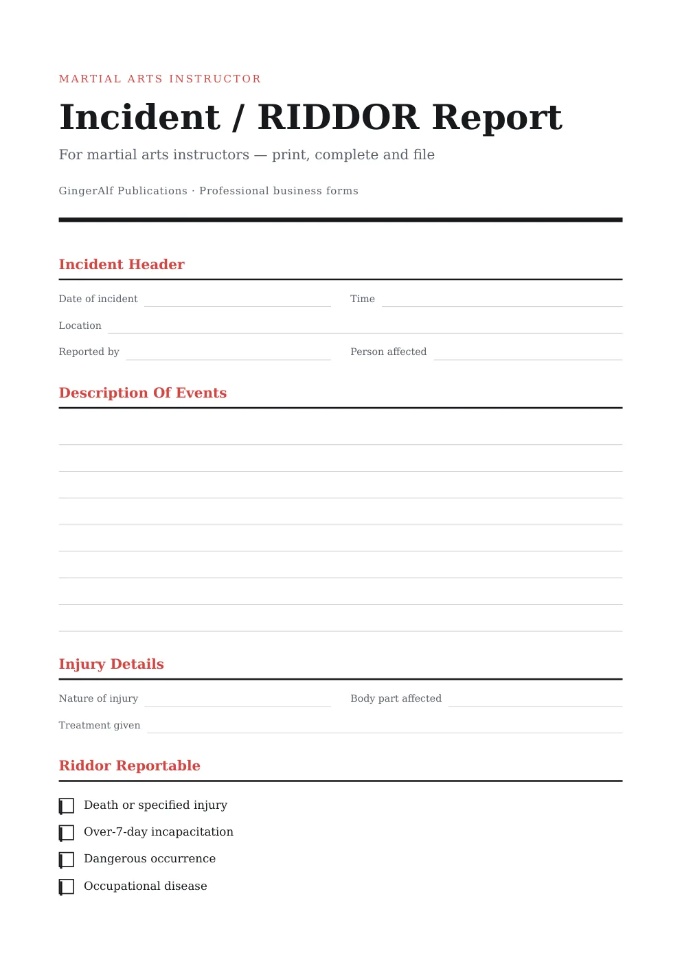 Martial Arts Instructor Complete Forms Bundle (UK) preview 2