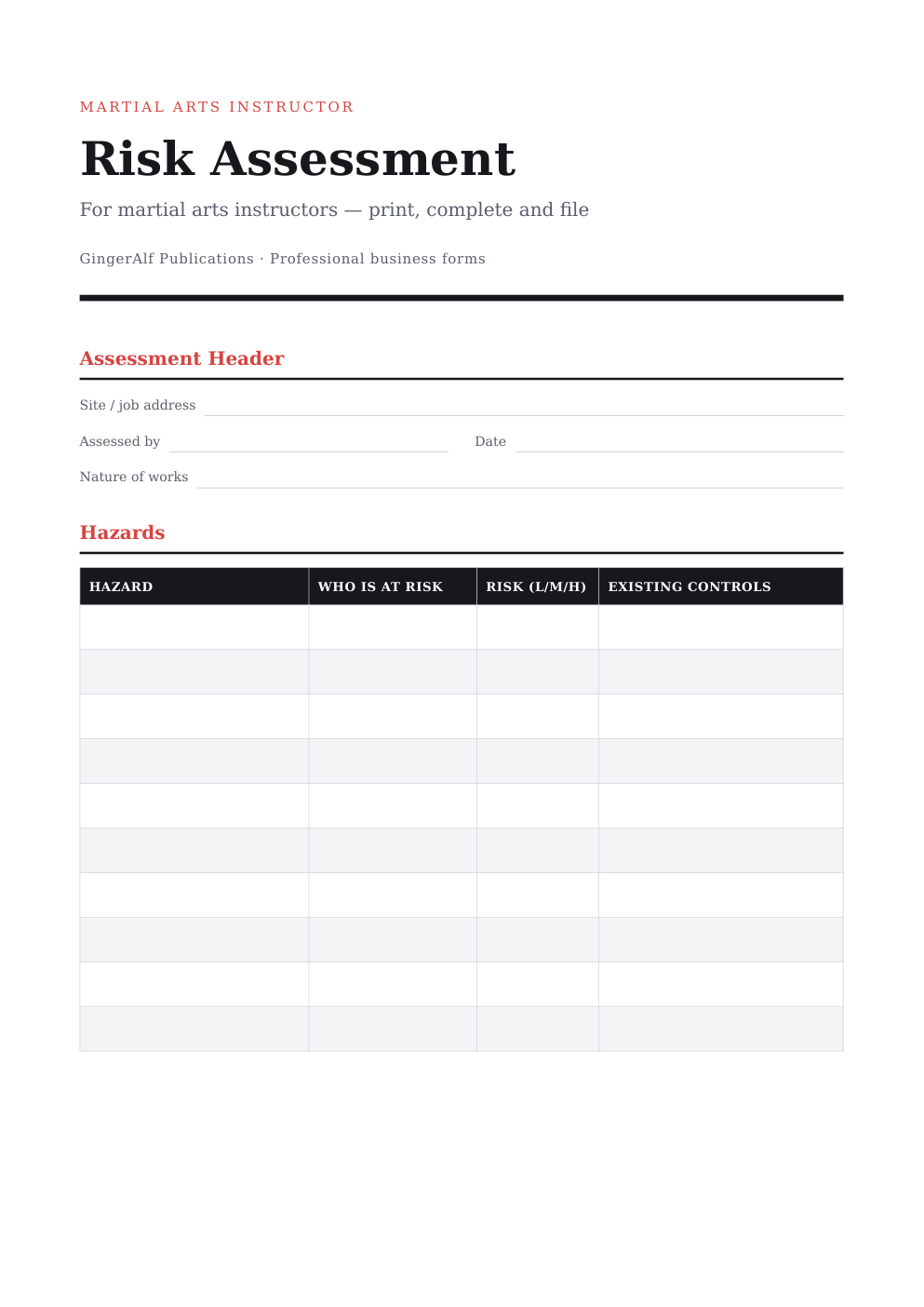 Martial Arts Instructor Complete Forms Bundle (UK) preview 3