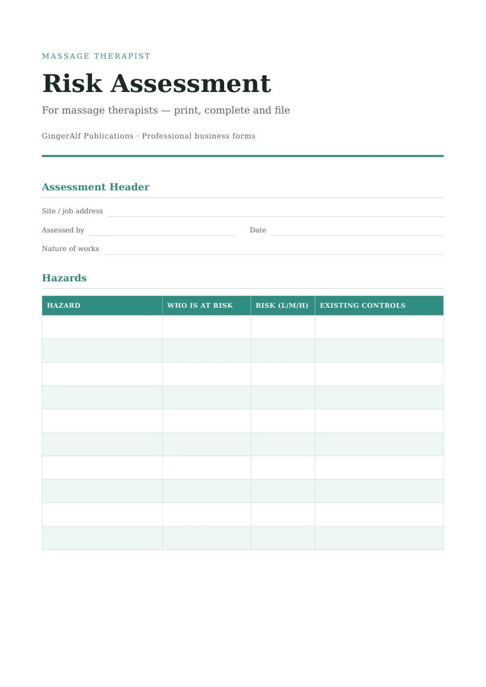 Massage Therapist Complete Forms Bundle (UK) preview 2