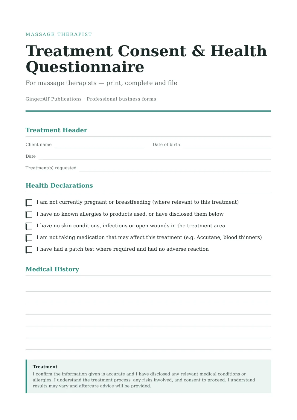 Massage Therapist Complete Forms Bundle (UK) preview 3
