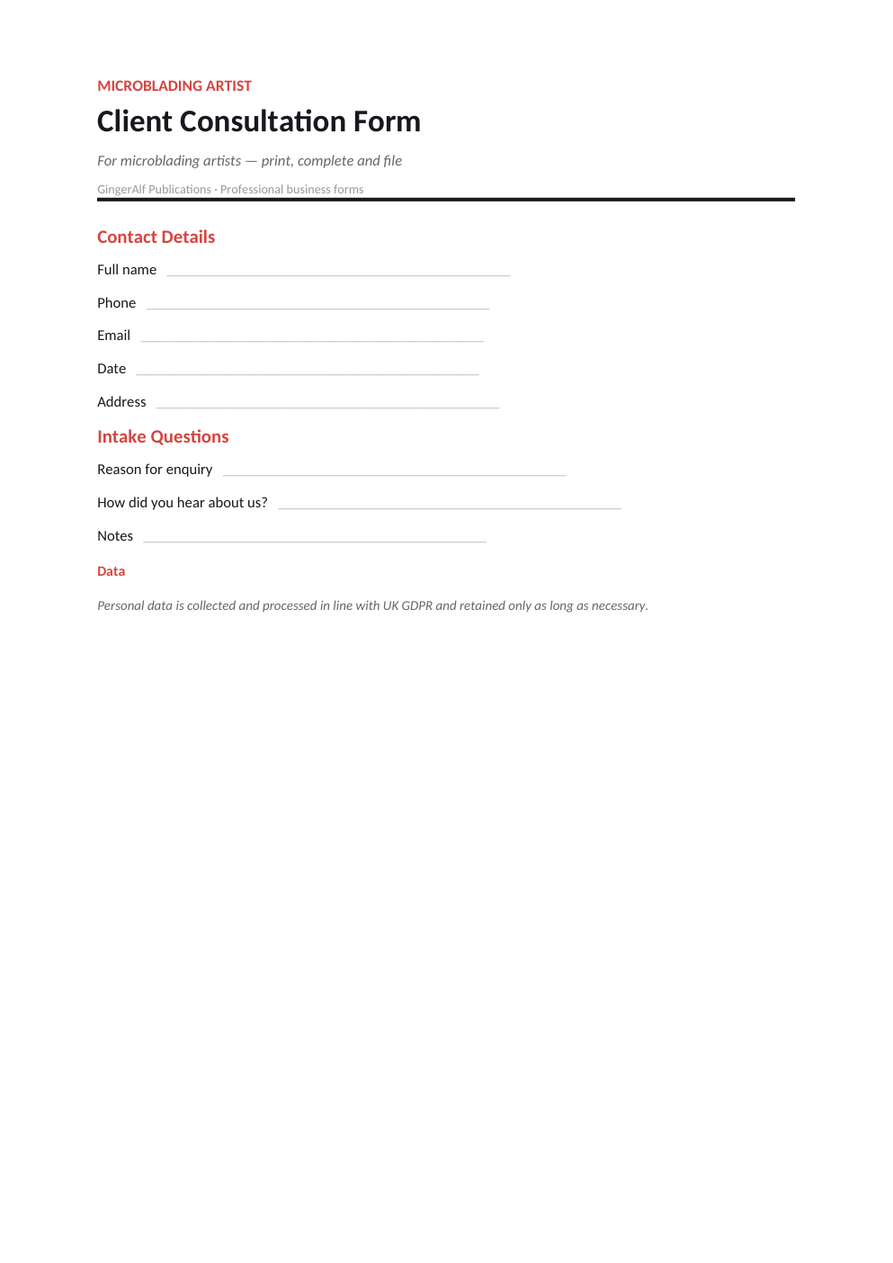 Microblading Artist Complete Forms Bundle (UK) preview 4