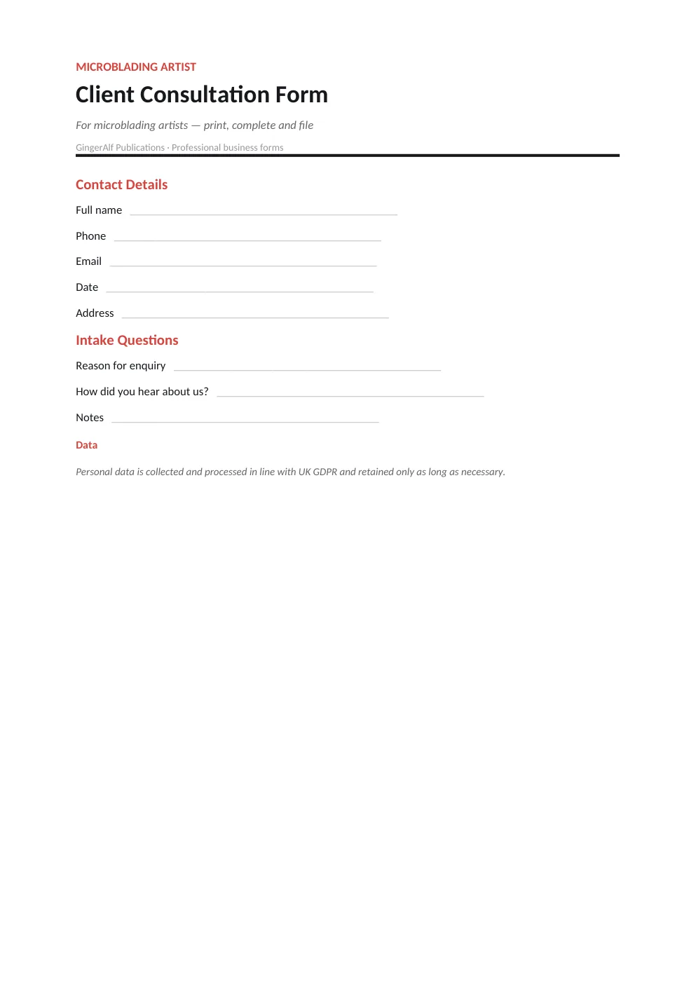 Microblading Artist Complete Forms Bundle (UK) preview 4