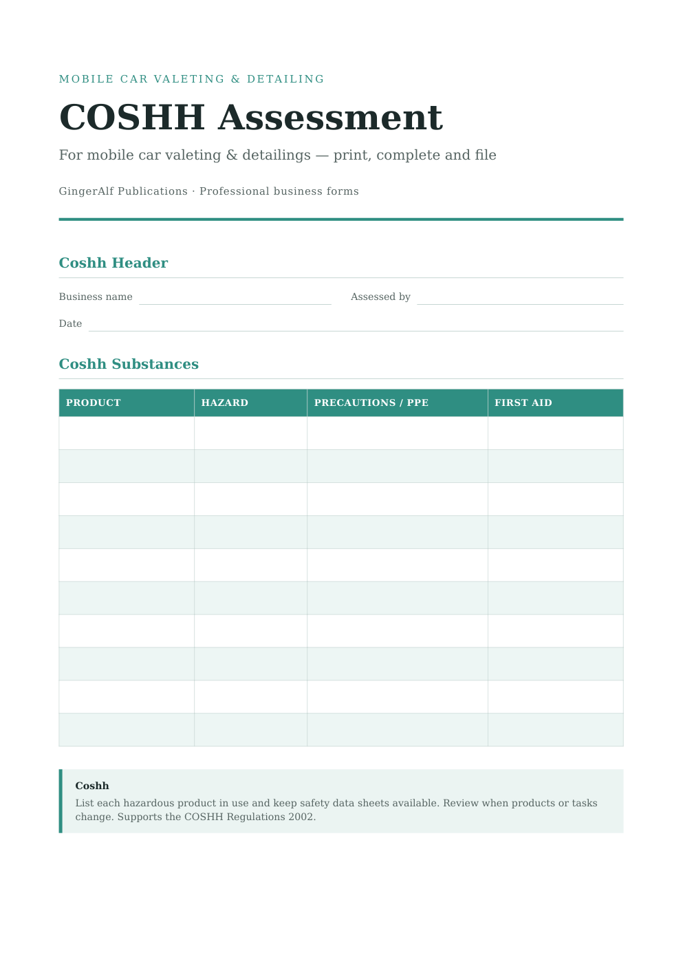 Mobile Car Valeting Complete Forms Bundle (UK) preview 2