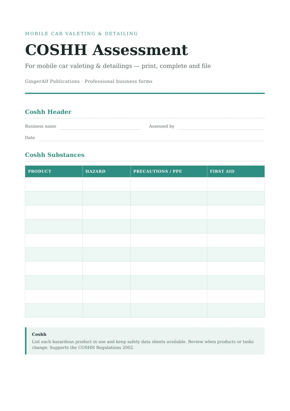 Mobile Car Valeting Complete Forms Bundle (UK) preview 2