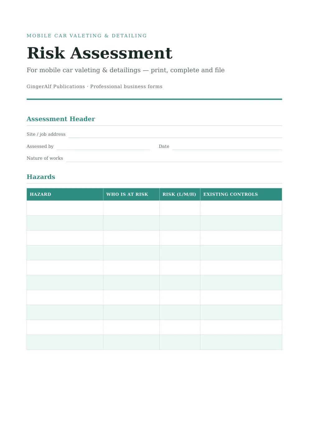 Mobile Car Valeting Complete Forms Bundle (UK) preview 3