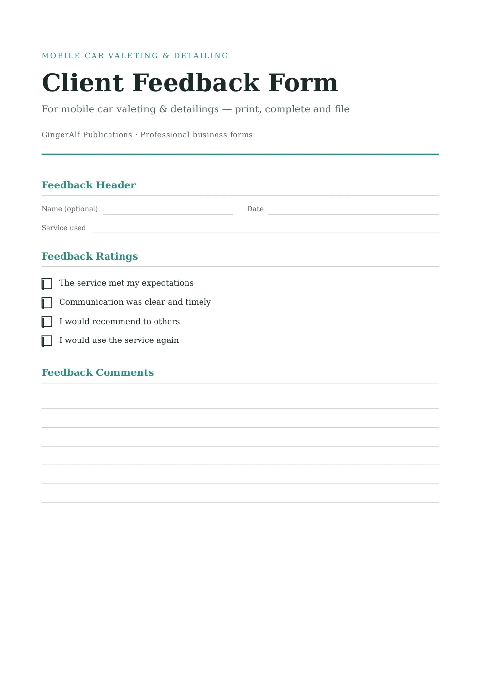 Mobile Car Valeting Complete Forms Bundle (UK) preview 4
