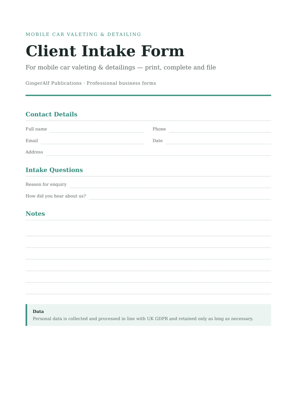 Mobile Car Valeting Complete Forms Bundle (UK) preview 5