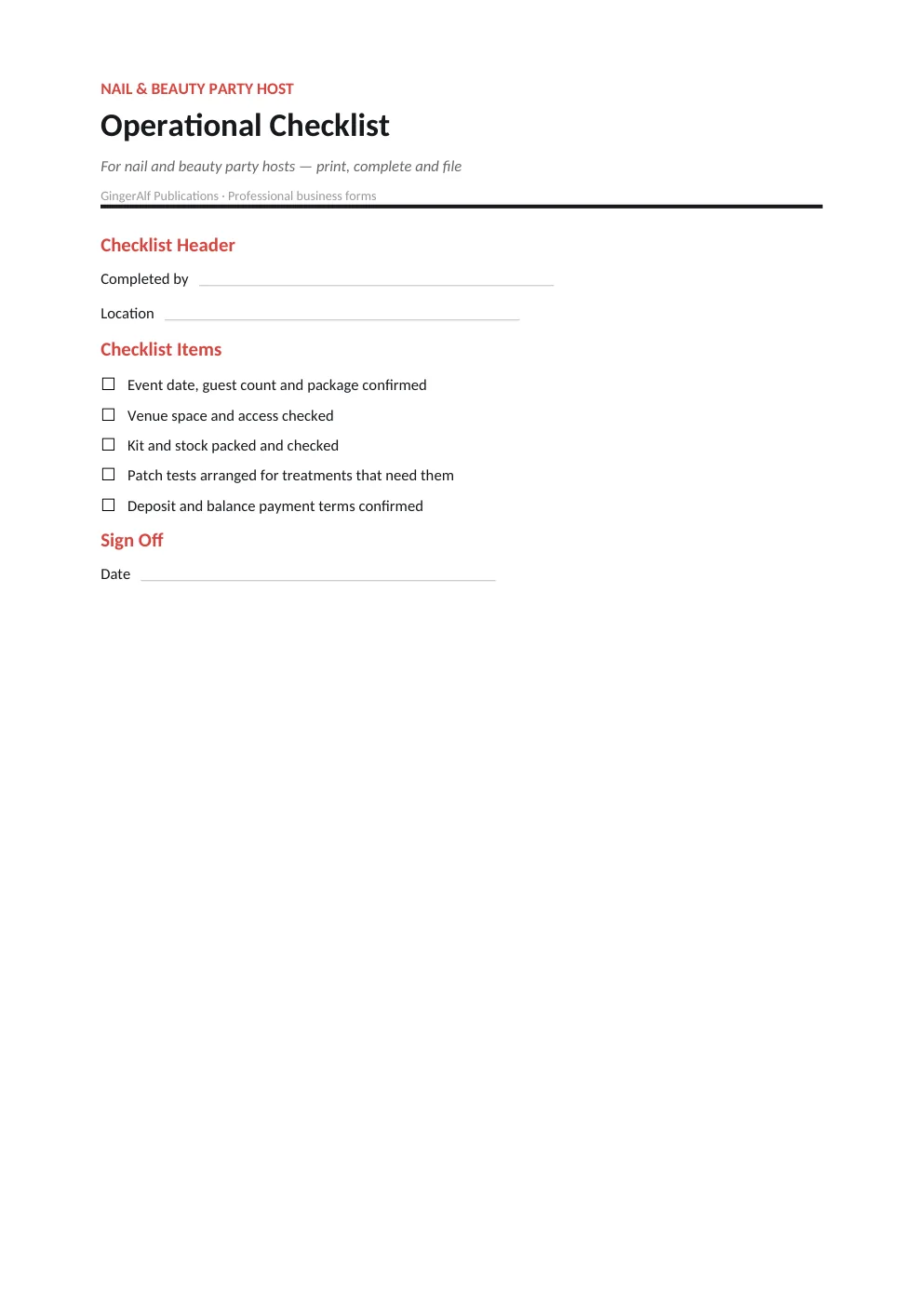 Mobile Nail & Beauty Party Host Complete Forms Bundle (UK) preview 5