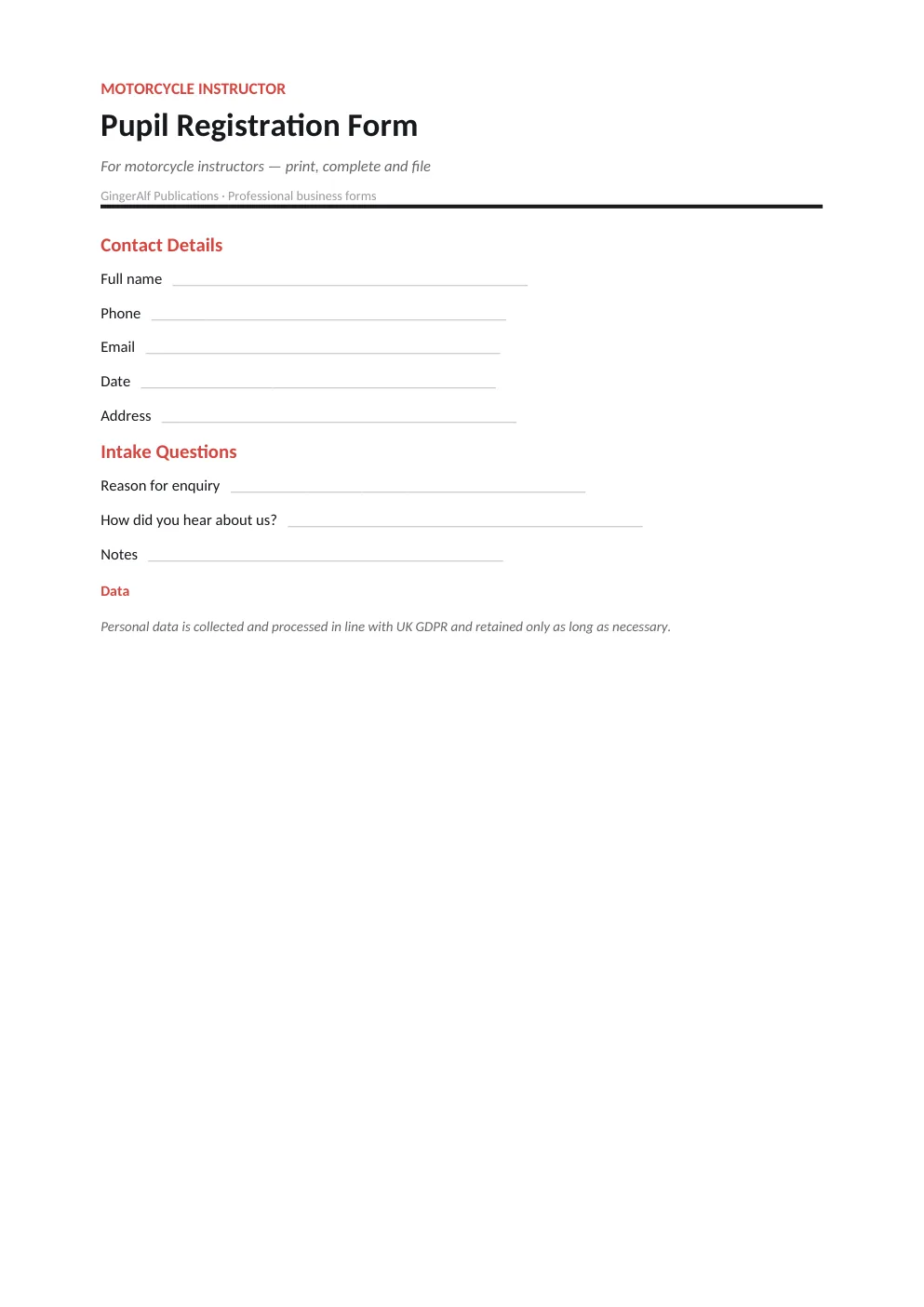 Motorcycle Instructor Complete Forms Bundle (UK) preview 4