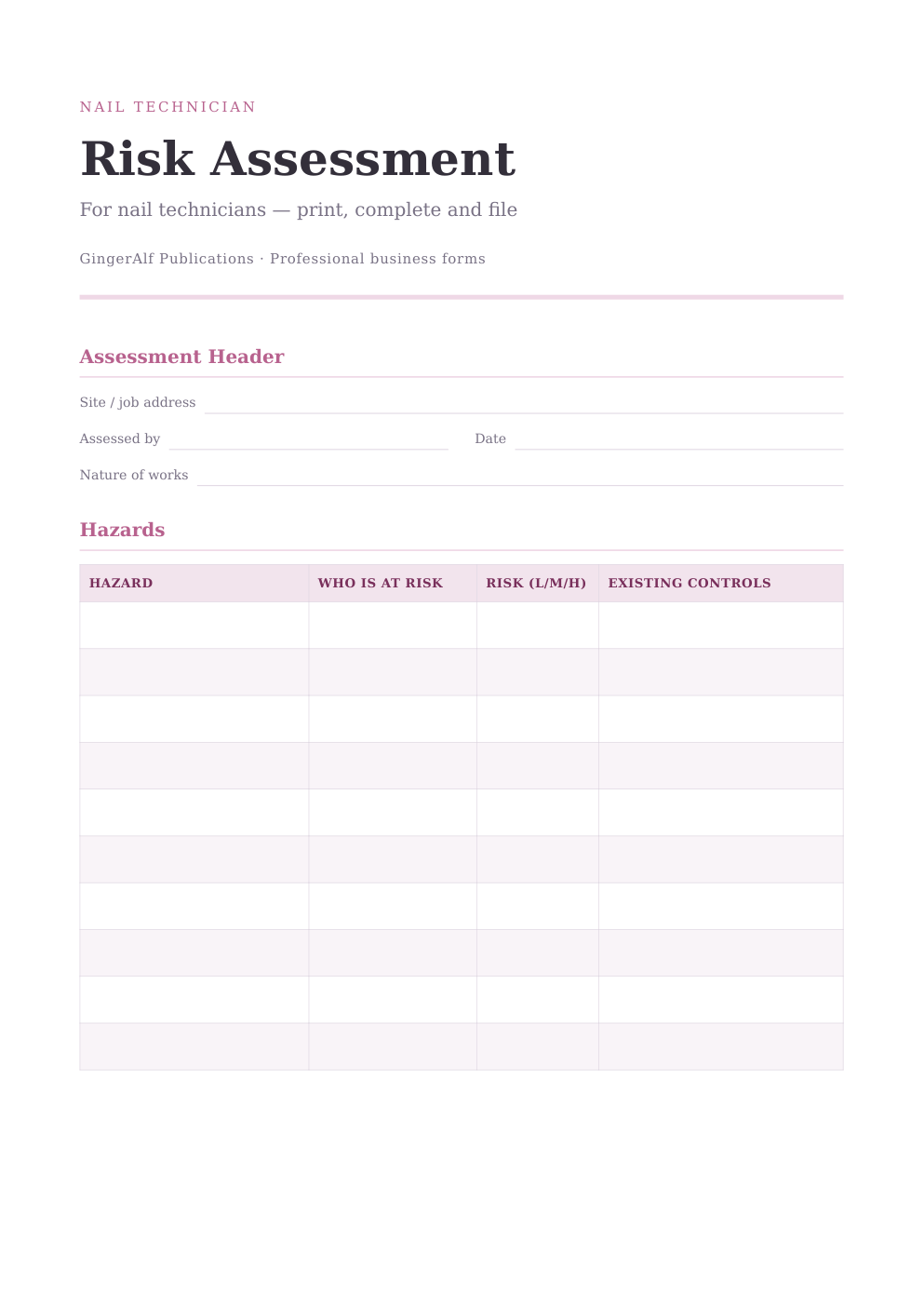 Nail Technician Complete Forms Bundle (UK) preview 2
