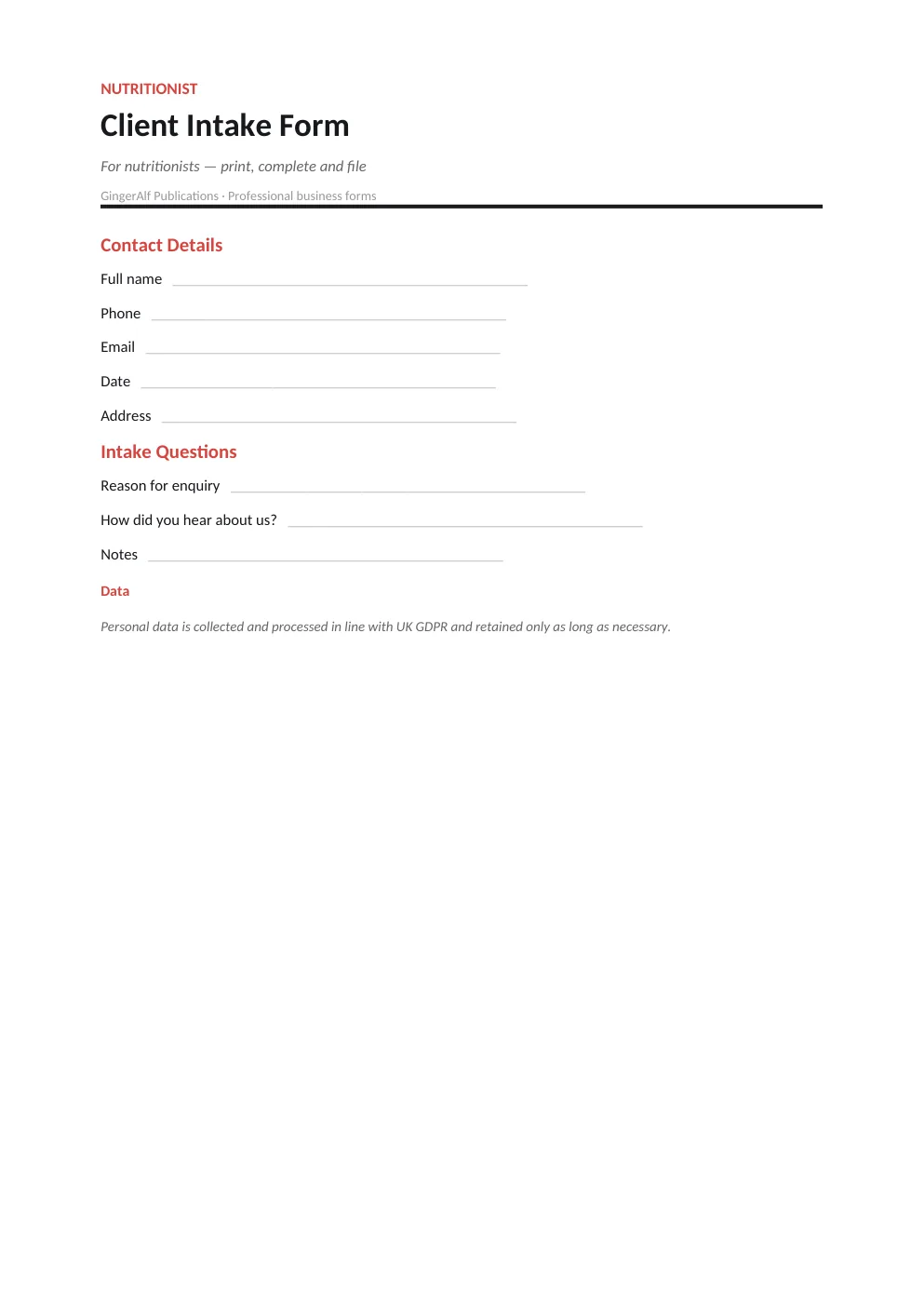 Nutritionist Complete Forms Bundle (UK) preview 4