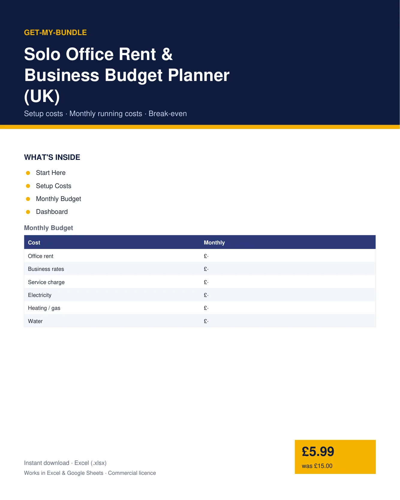 Solo Office Rent & Business Budget Planner (UK) preview