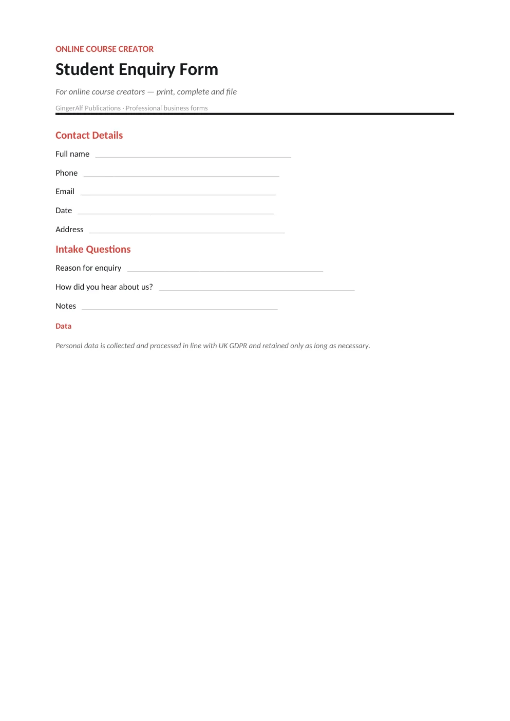 Online Course Creator Complete Forms Bundle (UK) preview 4