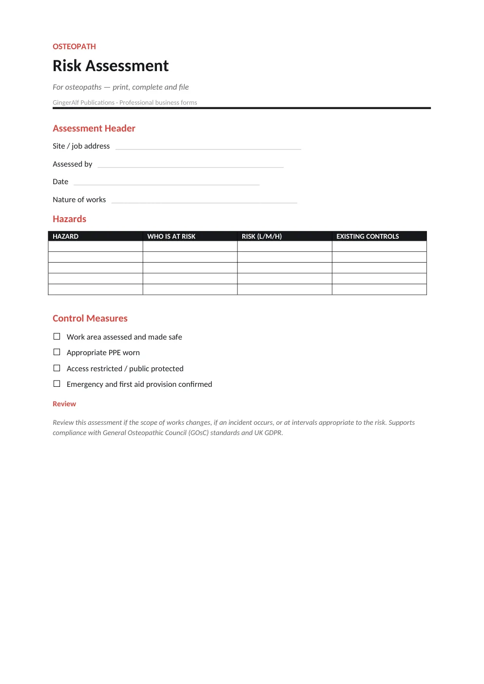 Osteopath Complete Forms Bundle (UK) preview 2