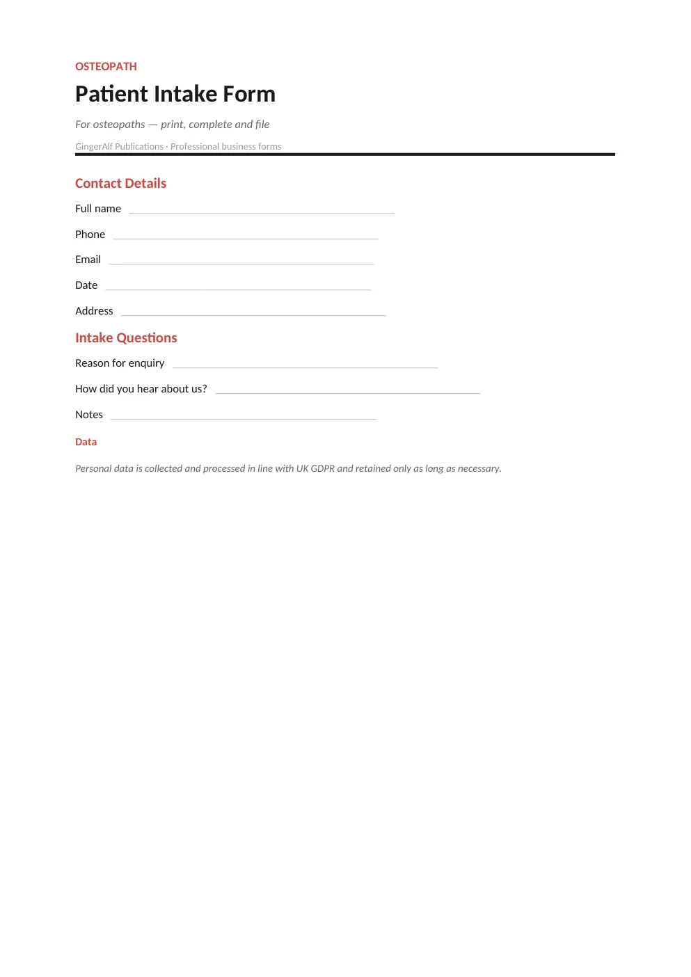 Osteopath Complete Forms Bundle (UK) preview 4