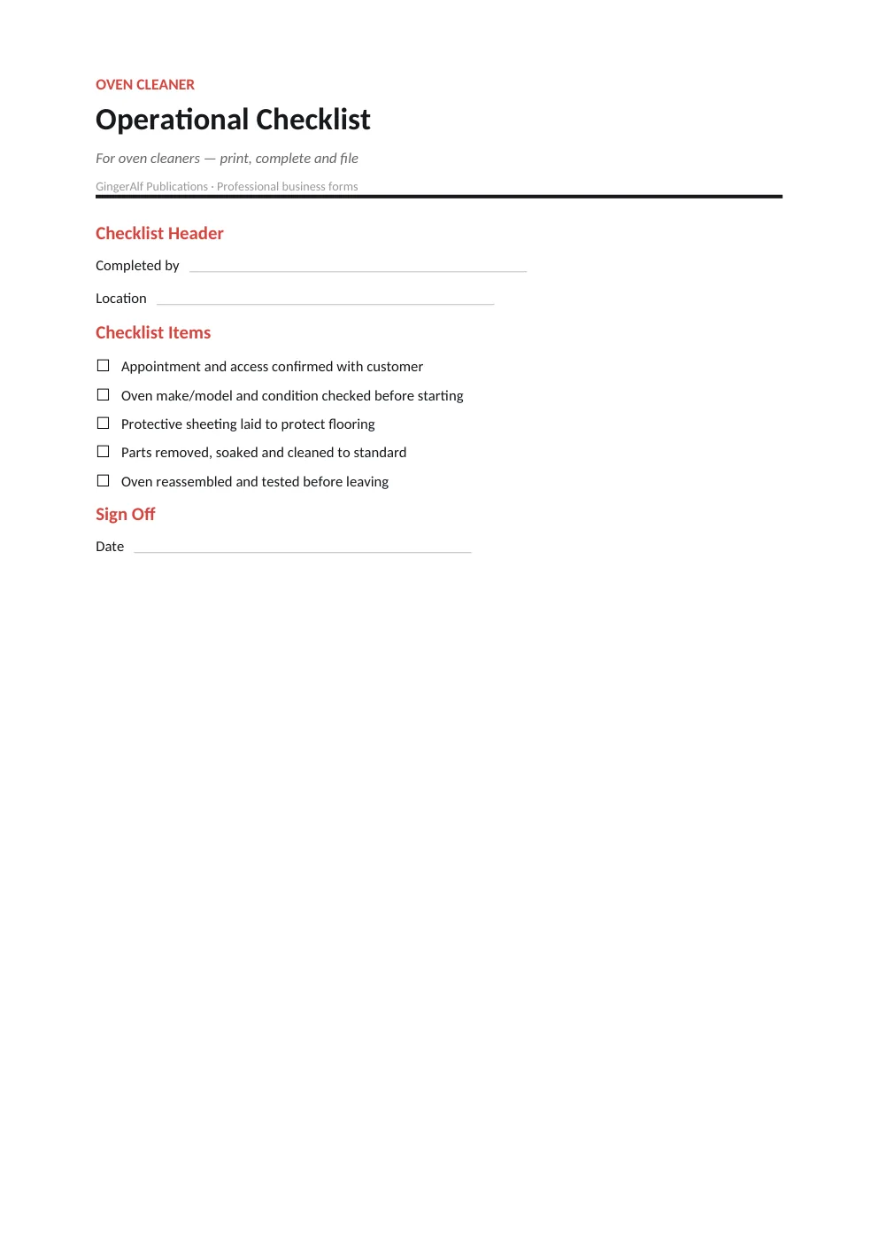 Oven Cleaner Complete Forms Bundle (UK) preview 5