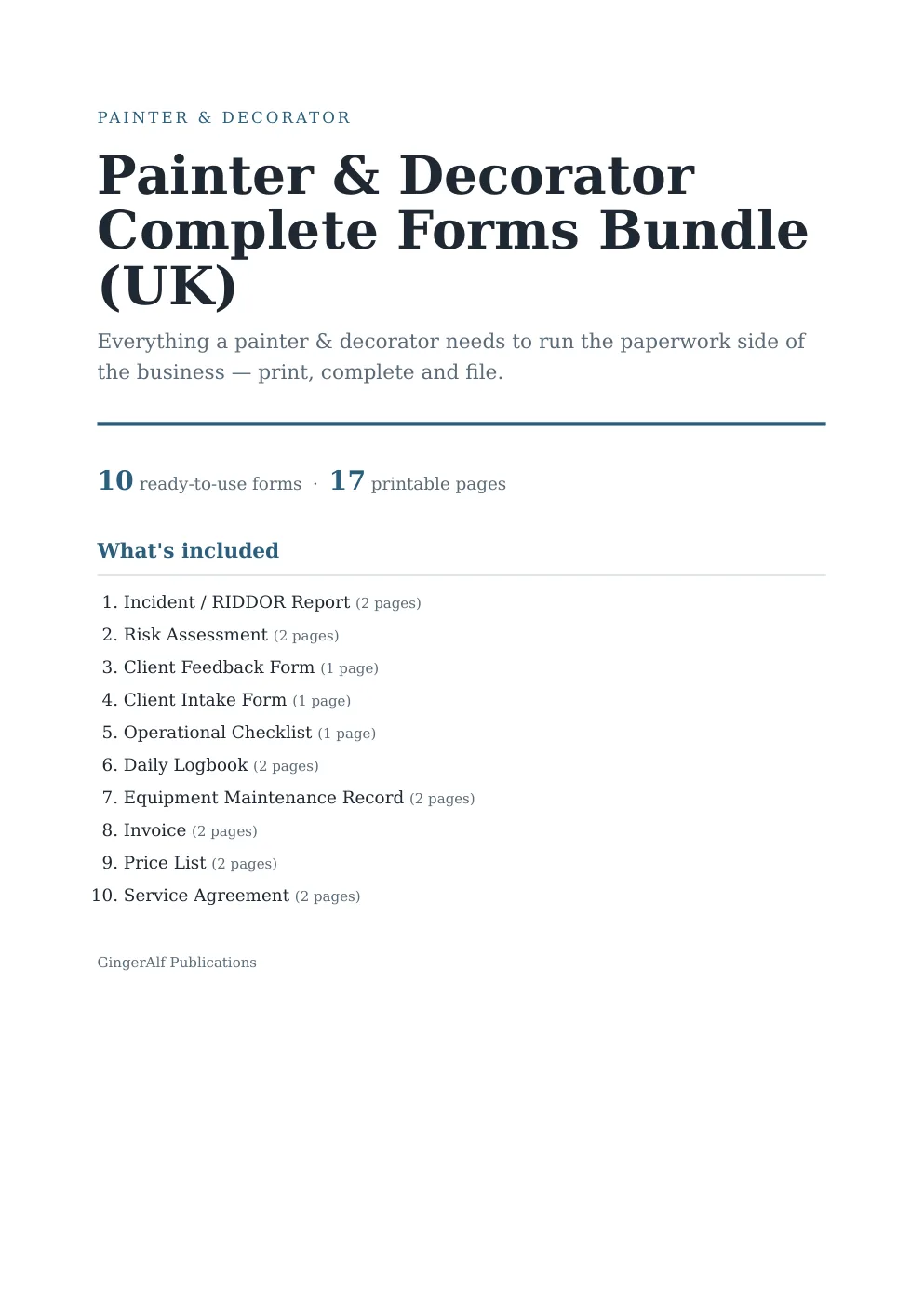 Painter & Decorator Complete Forms Bundle (UK) preview
