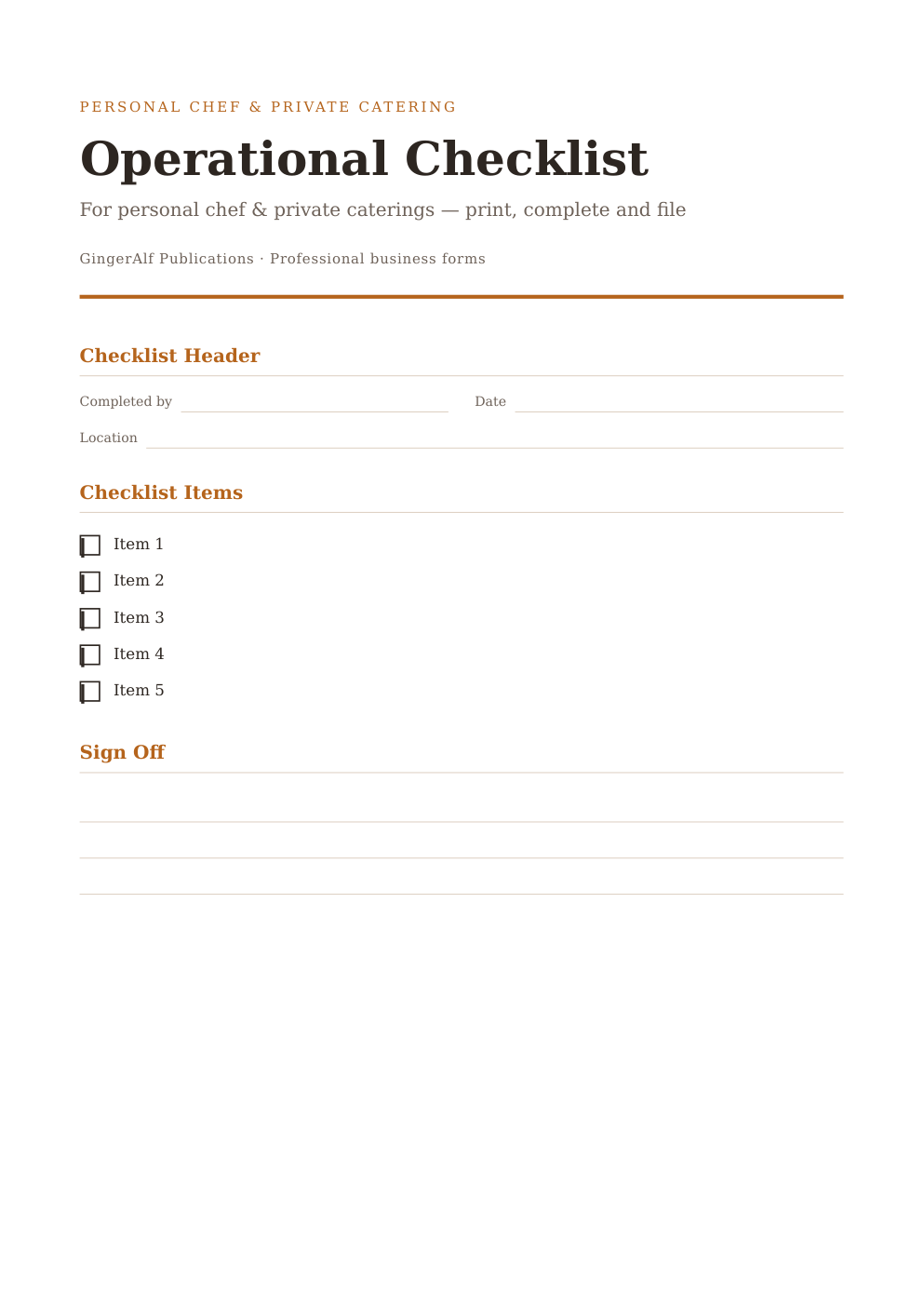 Personal Chef & Private Catering Complete Forms Bundle (UK) preview 4