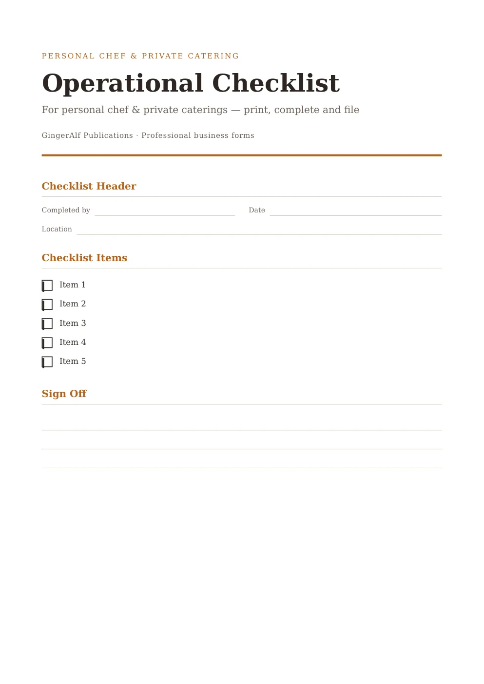 Personal Chef & Private Catering Complete Forms Bundle (UK) preview 4