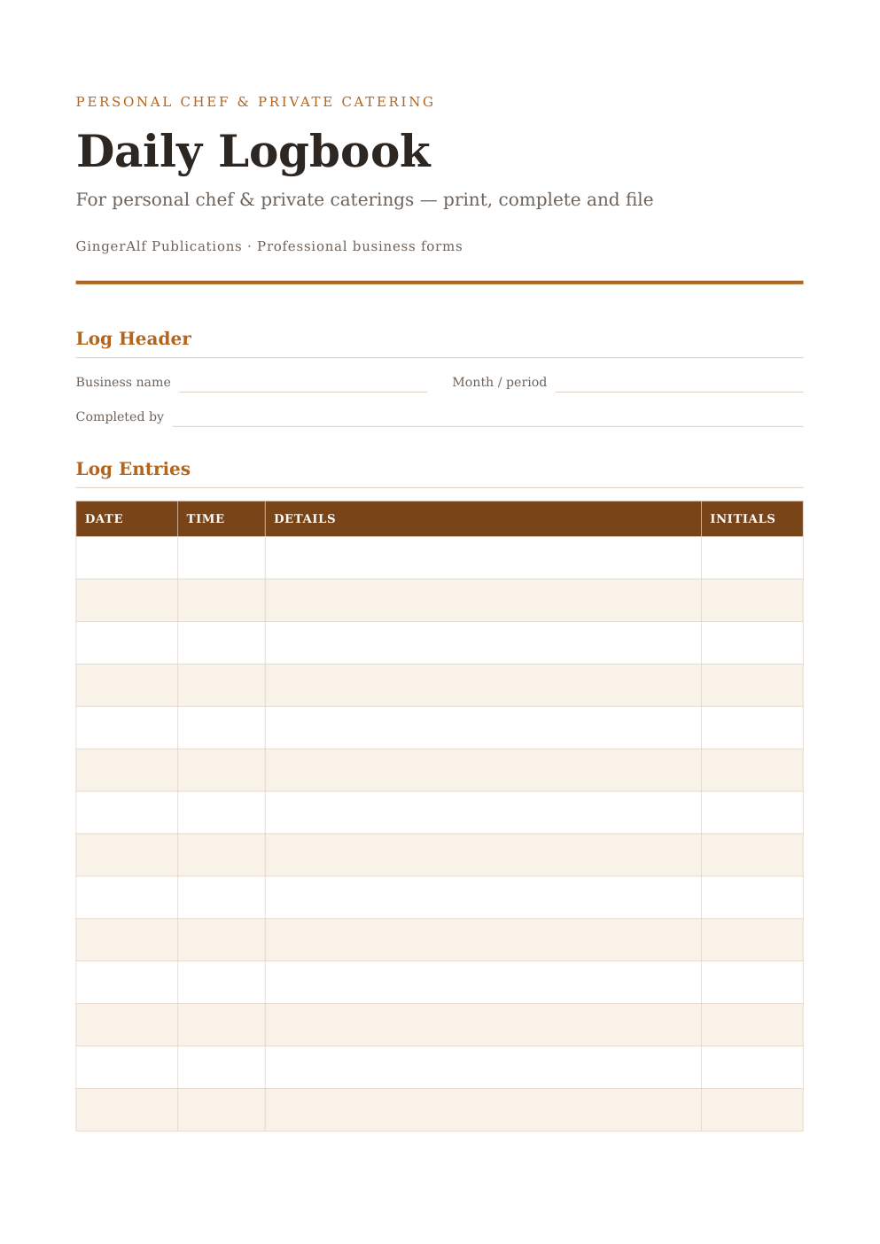 Personal Chef & Private Catering Complete Forms Bundle (UK) preview 5