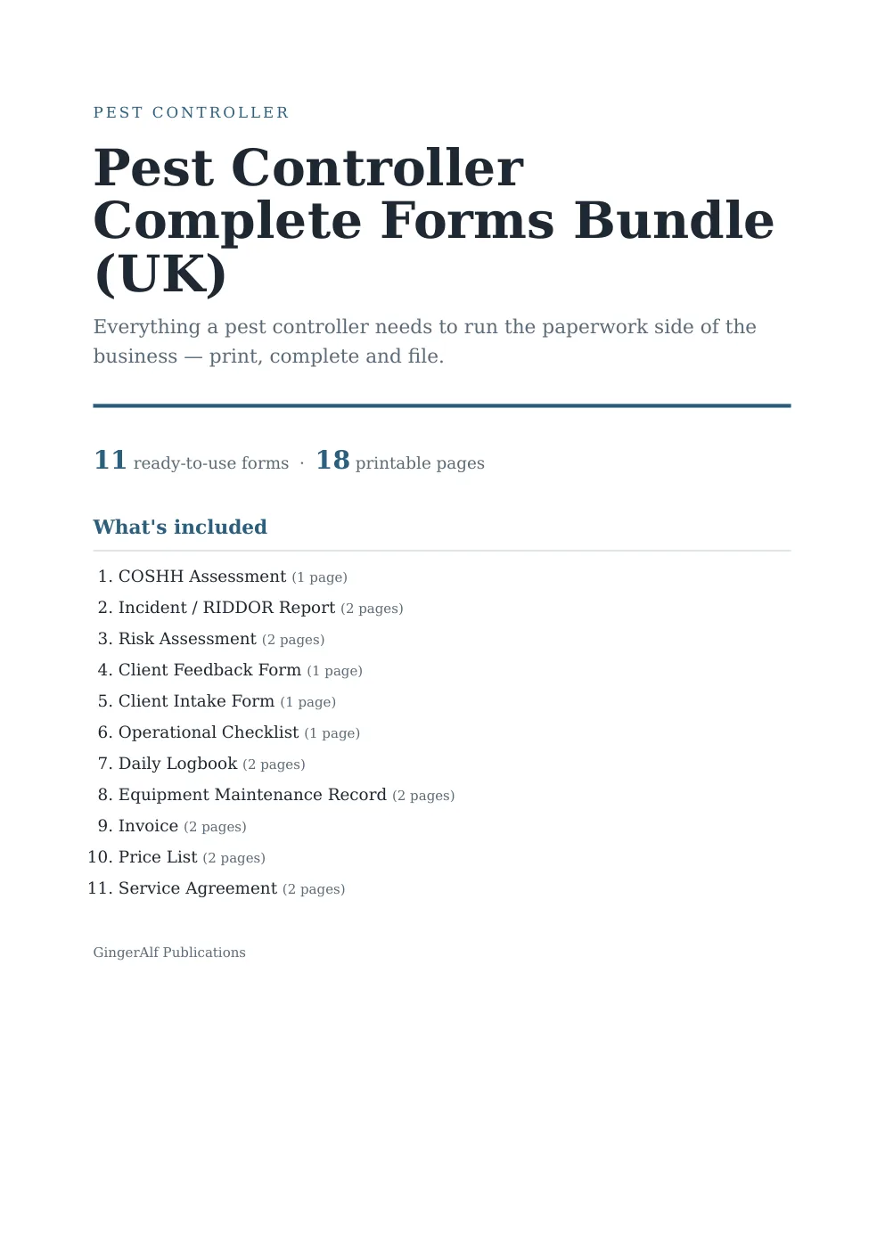 Pest Controller Complete Forms Bundle (UK) preview