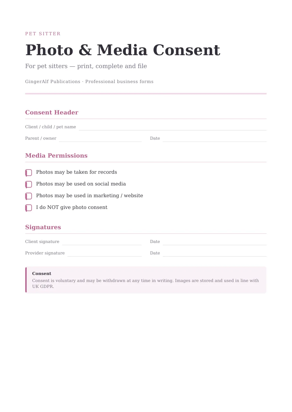 Pet Sitter Complete Forms Bundle (UK) preview 2