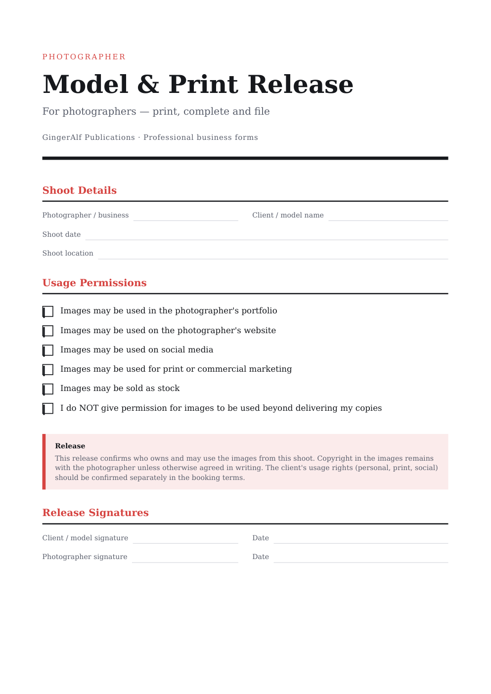 Photographer Complete Forms Bundle (UK) preview 2