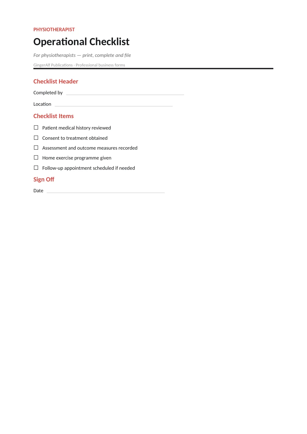 Physiotherapist Complete Forms Bundle (UK) preview 5