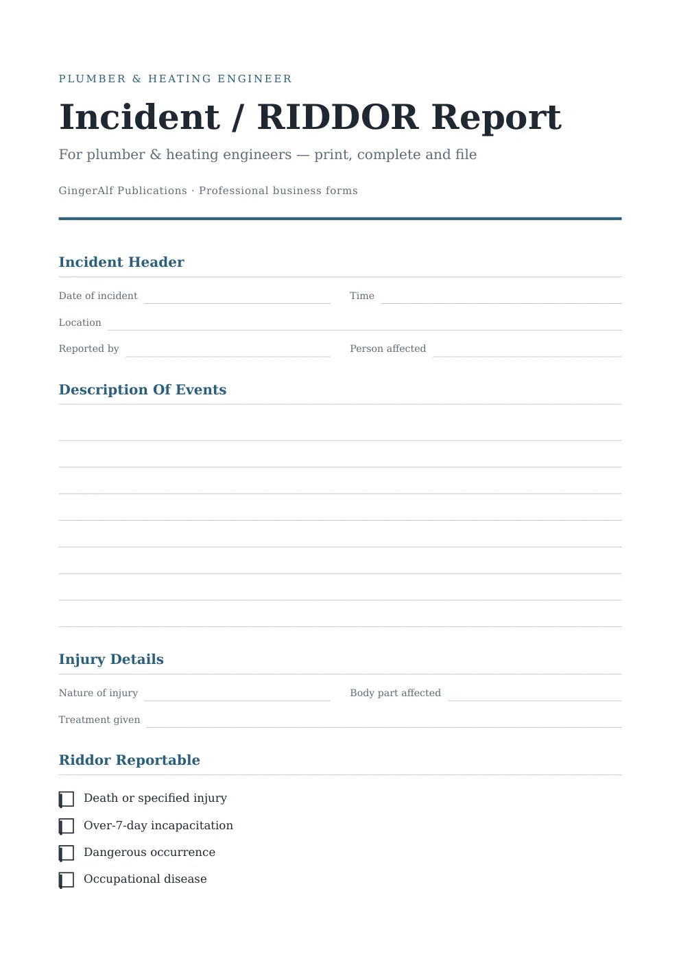 Plumber & Heating Engineer Complete Forms Bundle (UK) preview 2