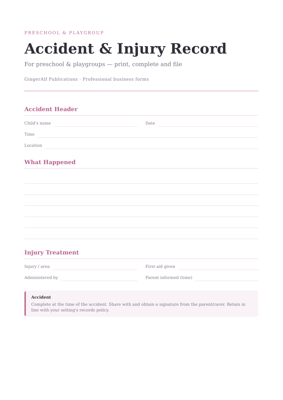 Preschool & Playgroup Complete Forms Bundle (UK) preview 2