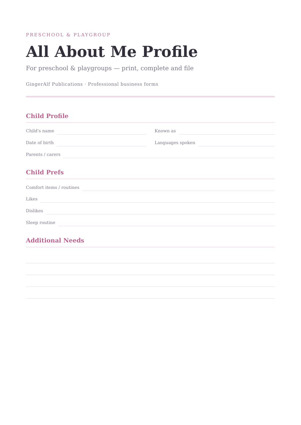Preschool & Playgroup Complete Forms Bundle (UK) preview 5
