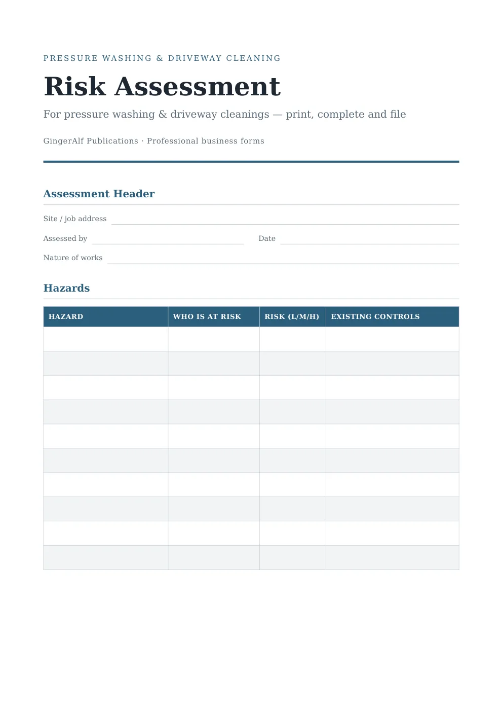 Pressure Washing & Driveway Cleaning Complete Forms Bundle (UK) preview 3