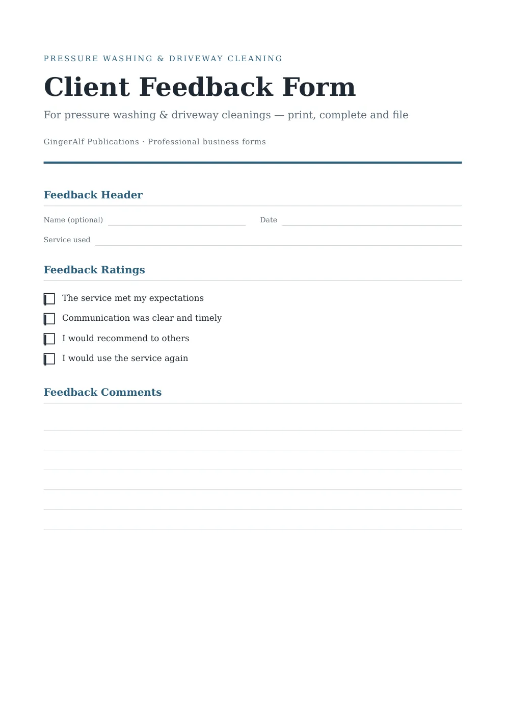 Pressure Washing & Driveway Cleaning Complete Forms Bundle (UK) preview 4