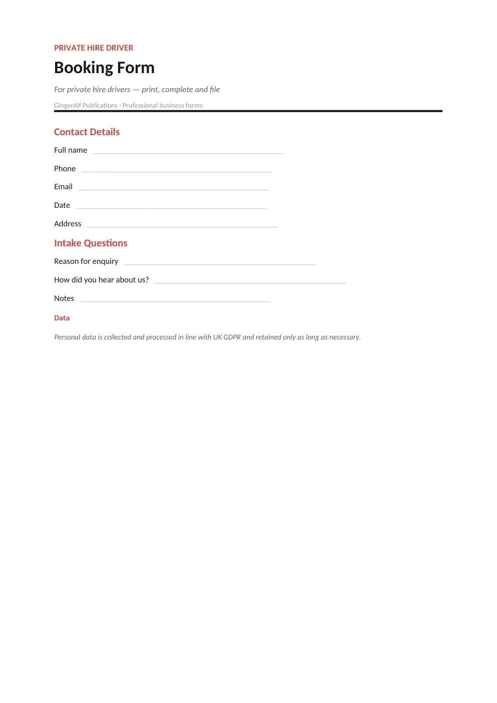 Private Hire Driver Complete Forms Bundle (UK) preview 4