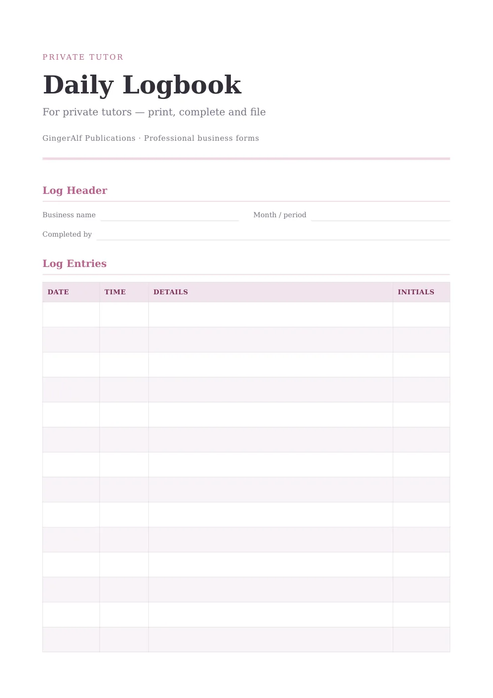 Private Tutor Complete Forms Bundle (UK) preview 5