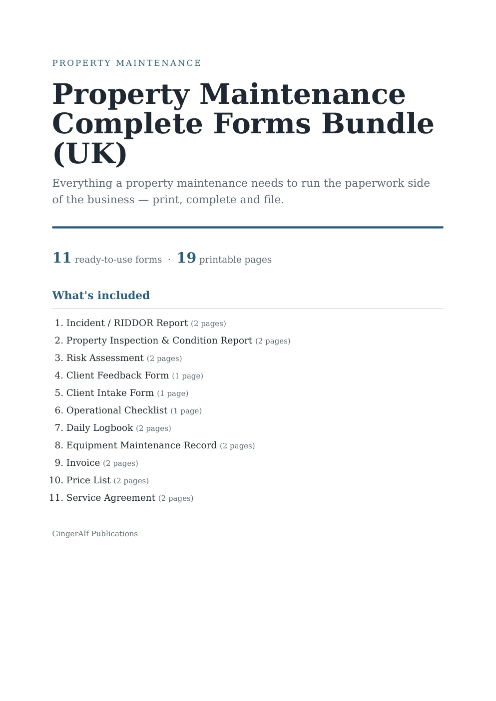 Property Maintenance Complete Forms Bundle (UK) preview