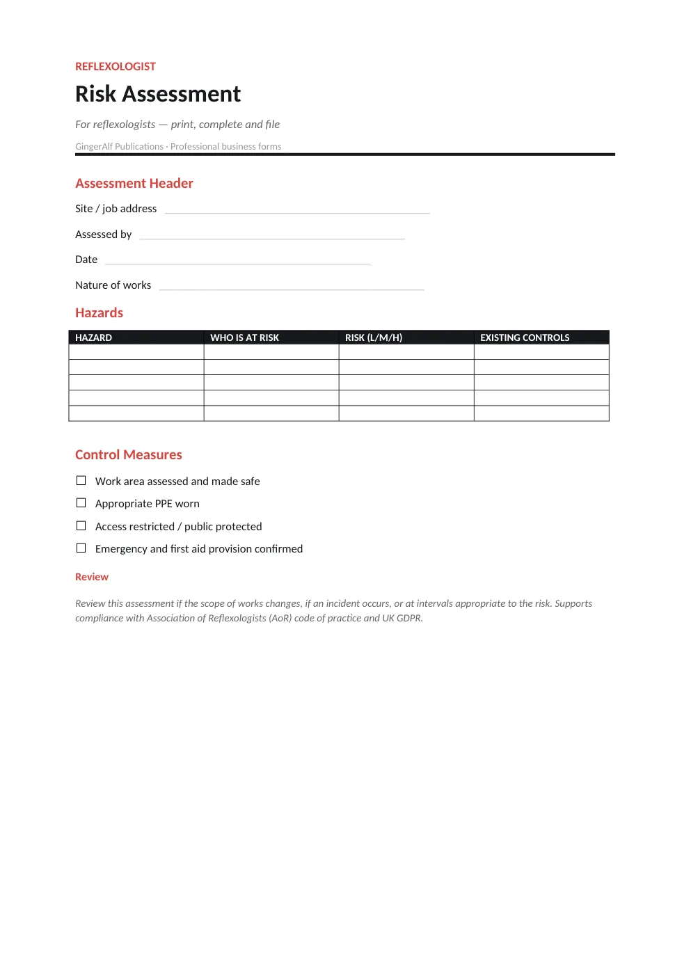 Reflexologist Complete Forms Bundle (UK) preview 2