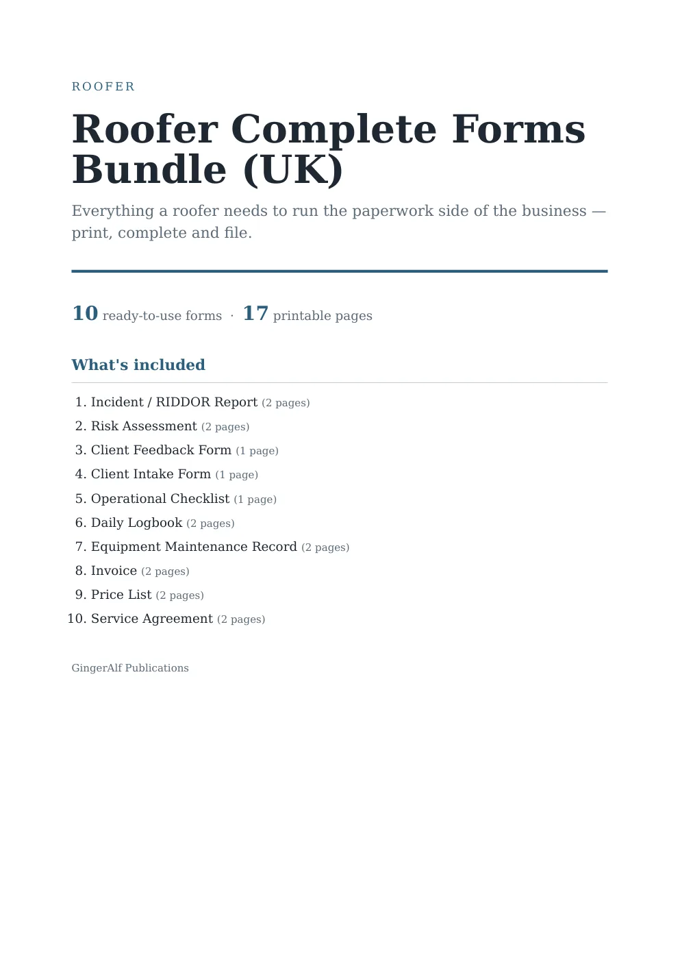 Roofer Complete Forms Bundle (UK) preview