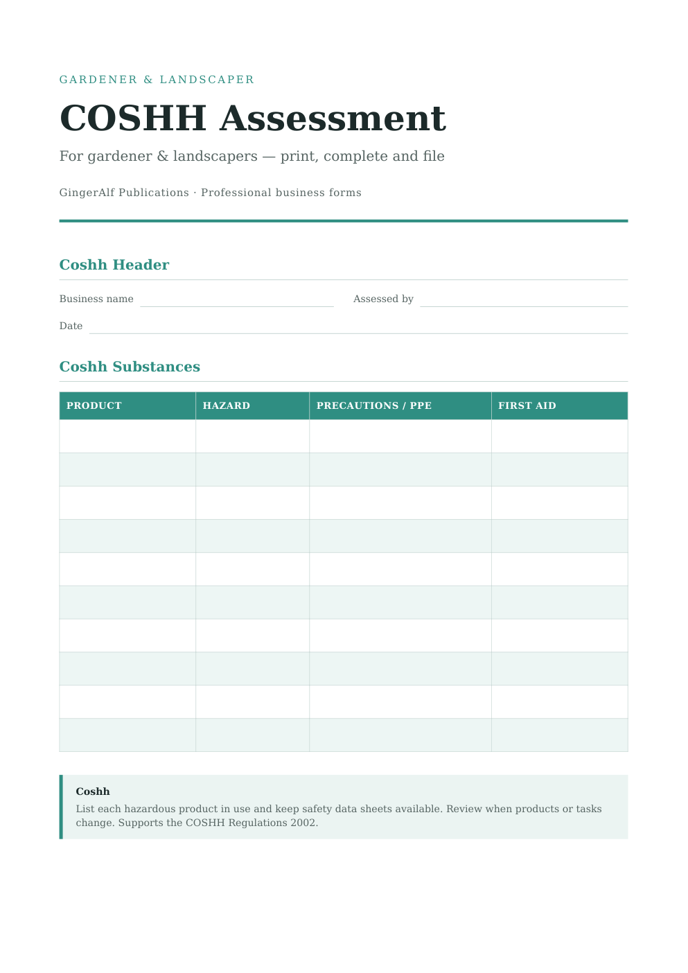 Self-Employed Gardener Complete Forms Bundle (UK) preview 2