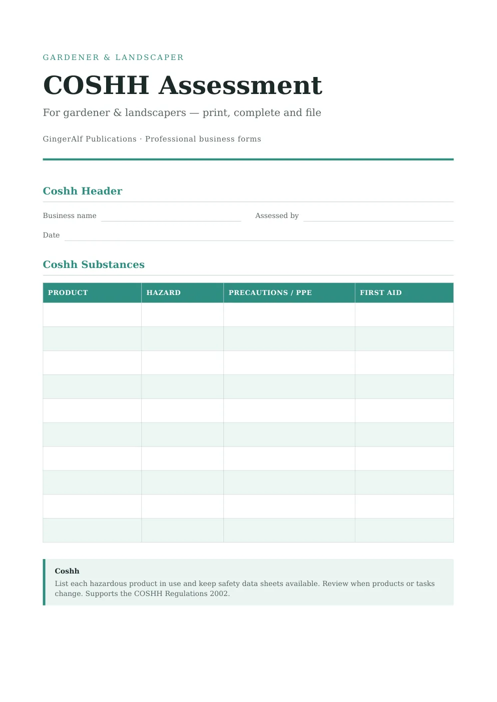 Self-Employed Gardener Complete Forms Bundle (UK) preview 2